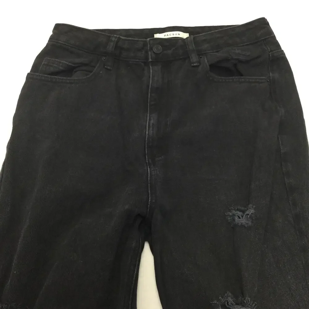 PacSun 90s Boyfriend Jeans Womens 29 Black High Rise Distressed Relaxed Denim